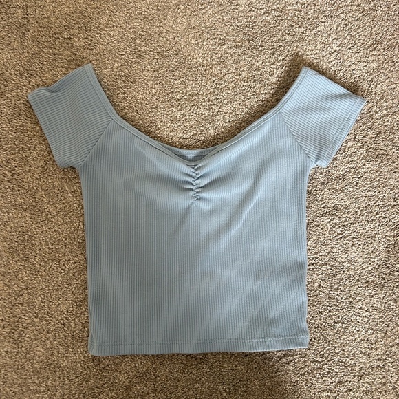 Women's Blue Ribbed Top - Picture 1 of 2